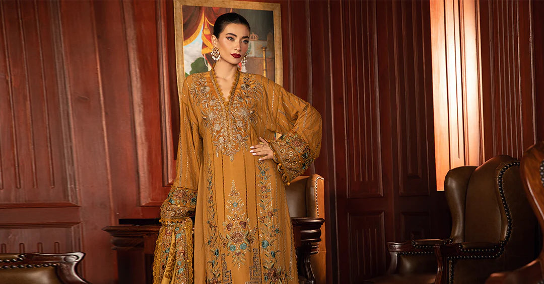 3 Piece Unstitched Embroidered Twill Linen Suit | DL-1207