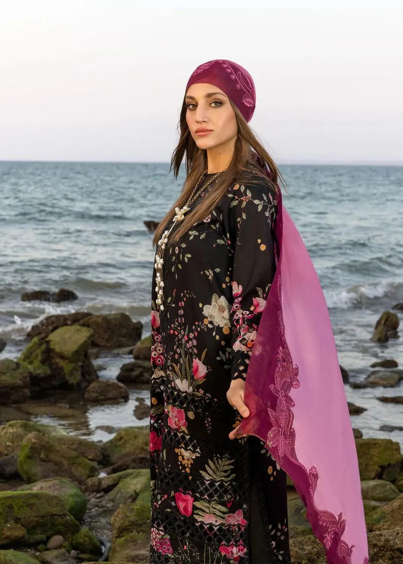Crimson Black Printed Lawn AL-0113-25