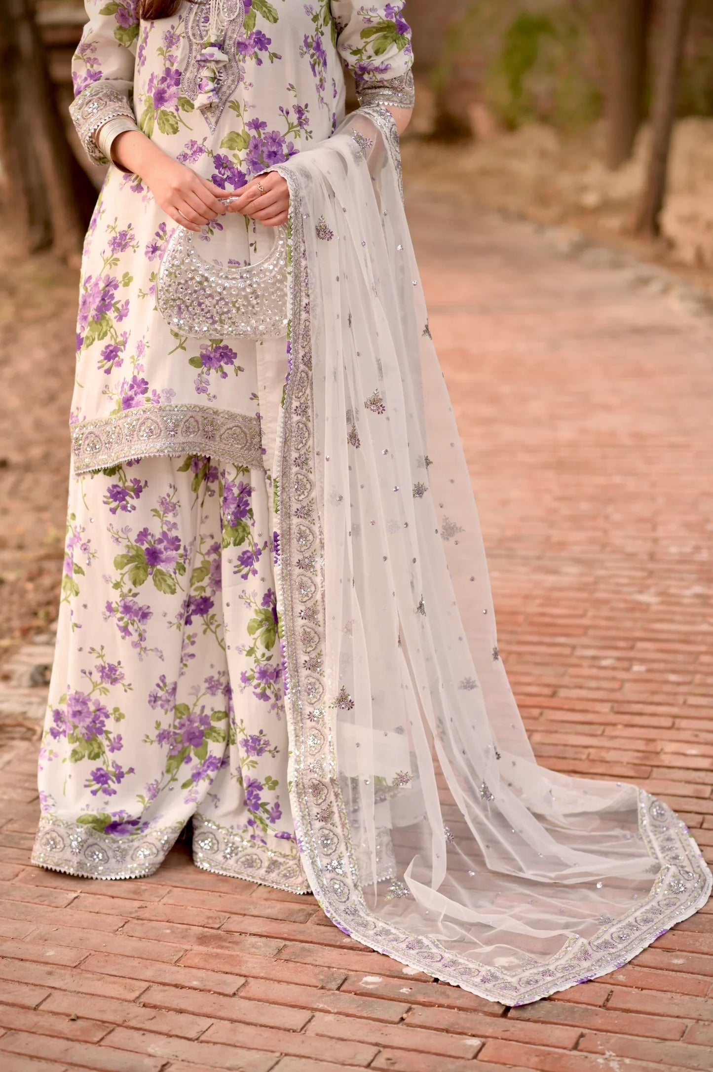Aneelas Lawn Embroidered & Printed 3 Piece Dress - J1969