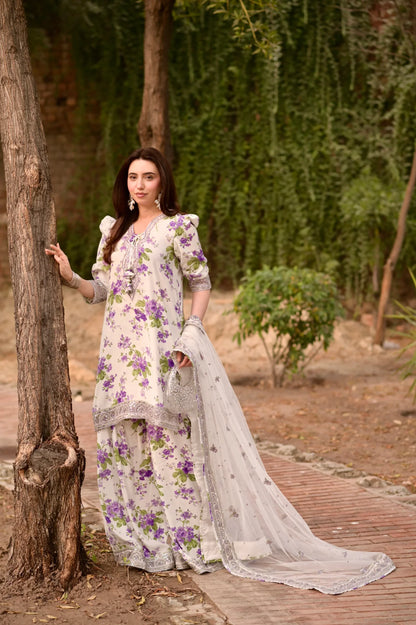 Aneelas Lawn Embroidered & Printed 3 Piece Dress - J1969