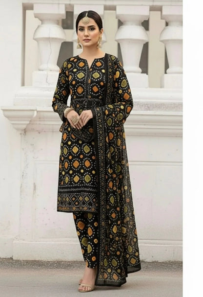 ANEELAS LAWN EMBROIDERED & PRINTED 3 PIECE DRESS - D - 1852