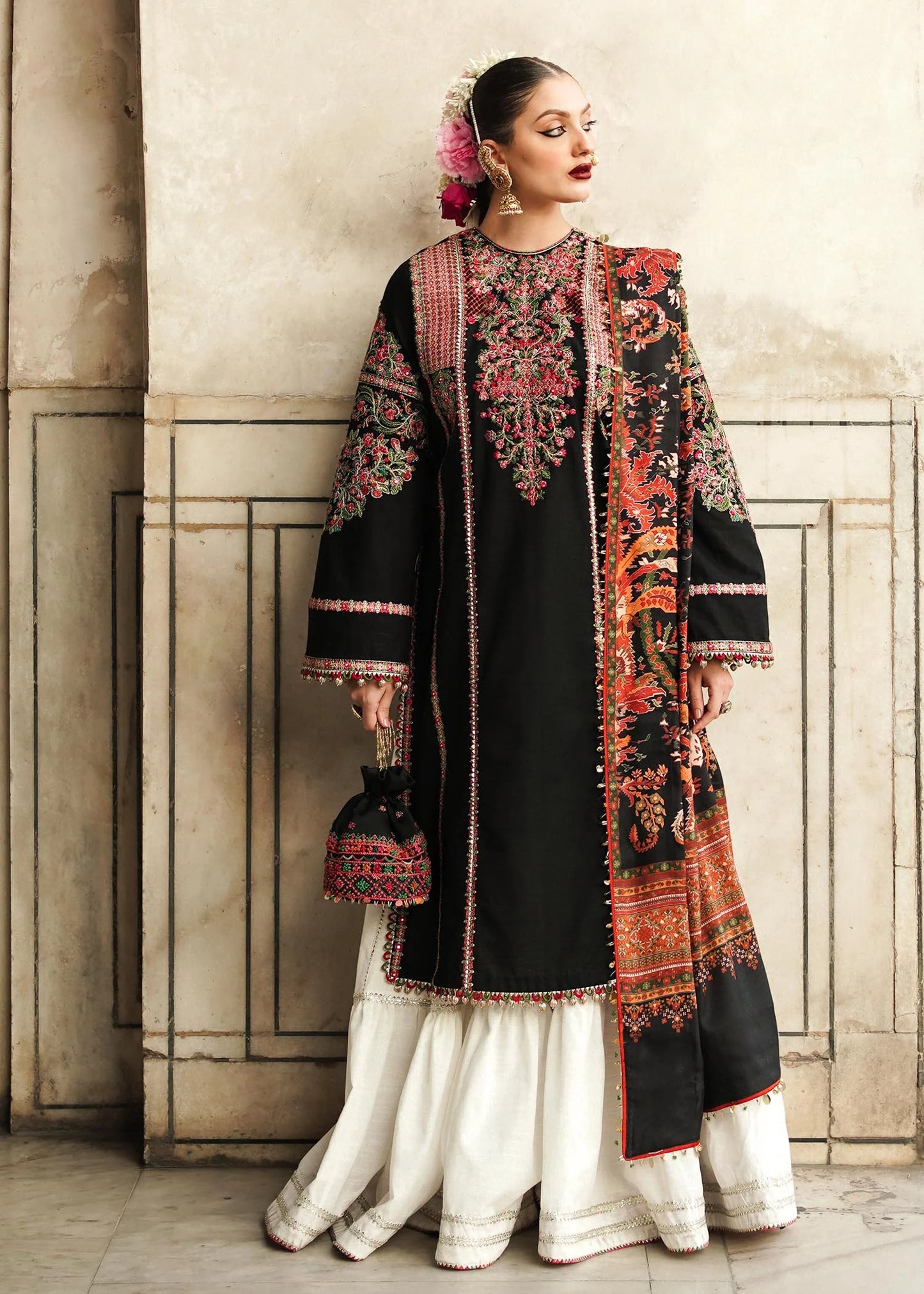Hussain Rehar 3PC Dhanak Unstitched Embroidered Suit