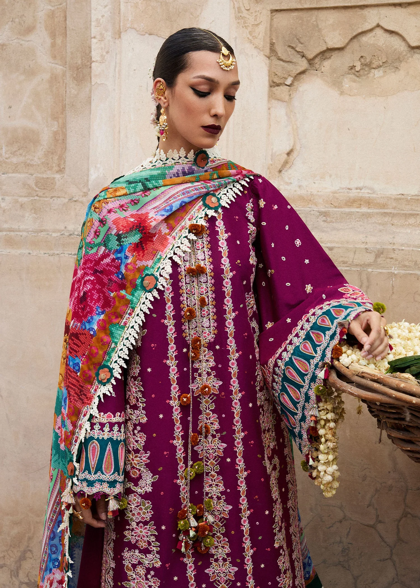 Hussain Rehar Nirmal Unstitched Embroidered Lawn 3Pc Suit - Kahei