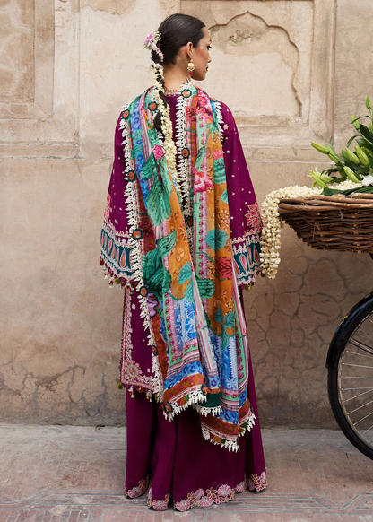 Hussain Rehar Nirmal Unstitched Embroidered Lawn 3Pc Suit - Kahei