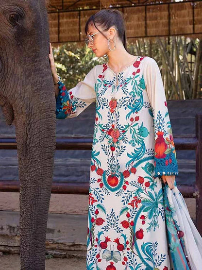 MARIA.B Lawn Embroidered & Printed 3 Piece Dress