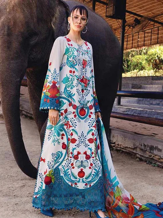MARIA.B Lawn Embroidered & Printed 3 Piece Dress