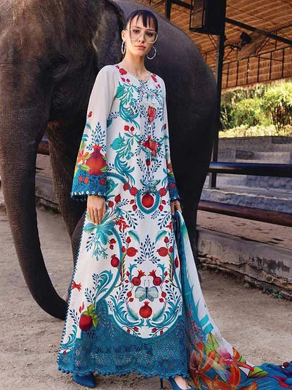MARIA.B Lawn Embroidered & Printed 3 Piece Dress