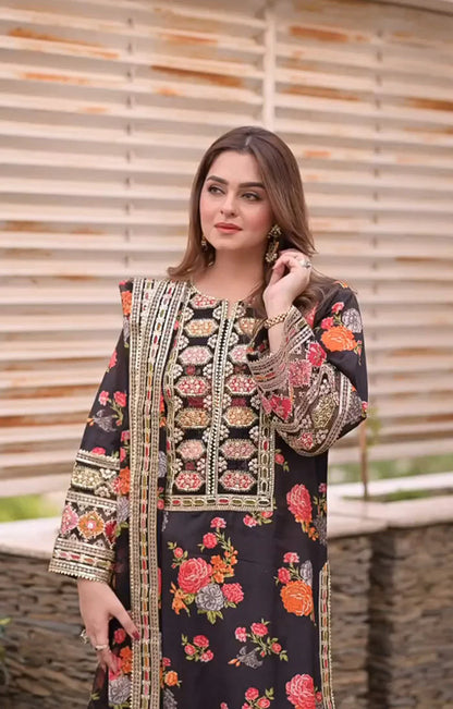 ANEELAS SILK PRINT BLACK