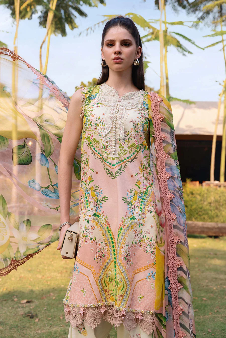 MARIA.B Lawn Embroidered & Printed 3 Piece Dress