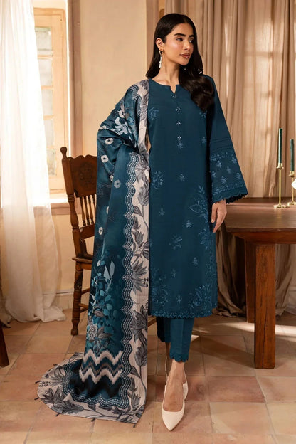 NUREH - 3PC DHANAK EMBROIDERED