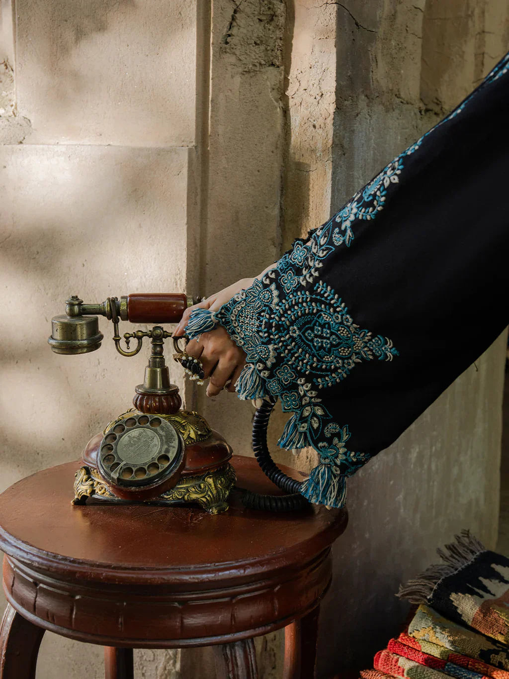 IZEL - 3PC DHANAK EMBROIDERED SHIRT WITH TWILL PRINTED SHAWL AND TROUSER