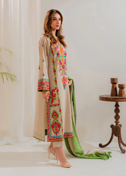 VINTAGE-3PC LAWN EMBROIDERED SHIRT WITH CHIFFON TYE&DYE DUPATTA & TROUSER-BIC-4636