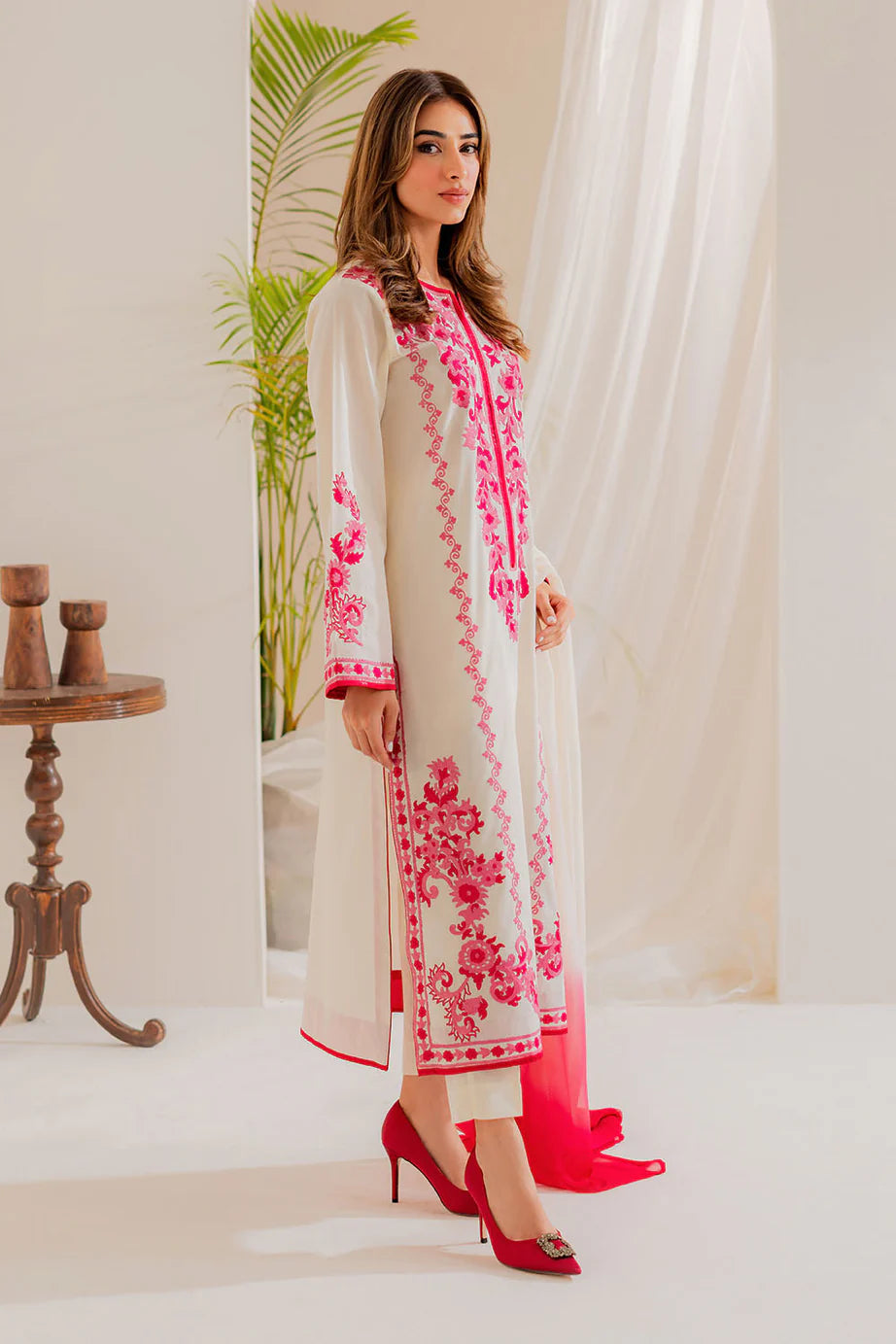 UNSTITCHED Lawn Embroidered & Printed 3 Piece Dress