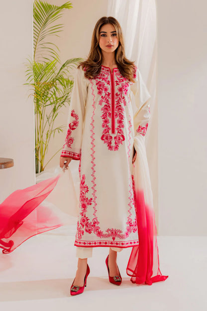 UNSTITCHED Lawn Embroidered & Printed 3 Piece Dress