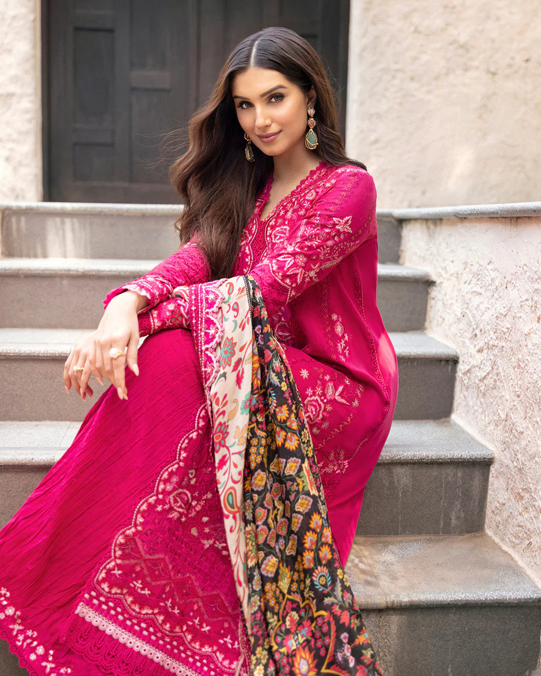 Faiza Saqlain Zinnia Embroidered Luxury Lawn Unstitched 3Pc Suit - Varda