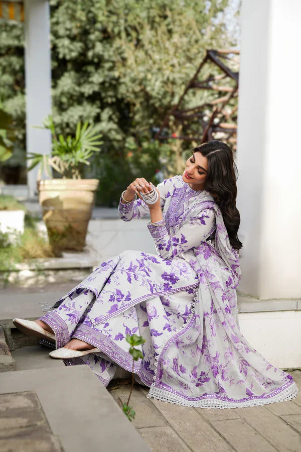 Aneela's Embroidered & Printed Lawn 3 Piece Dress - F44