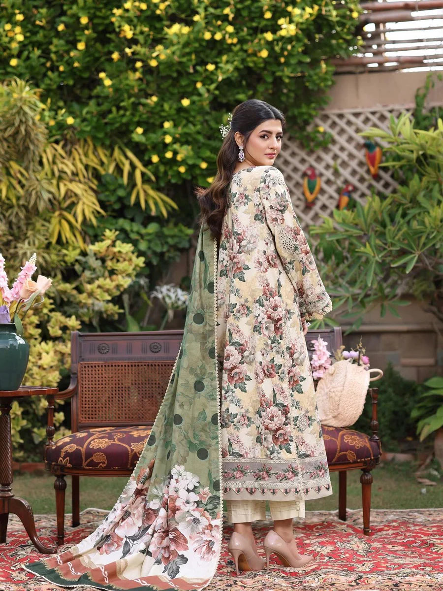 Aneelas Lawn Chikankari Embroidered & Printed Lawn 3 Piece Dress - J2052
