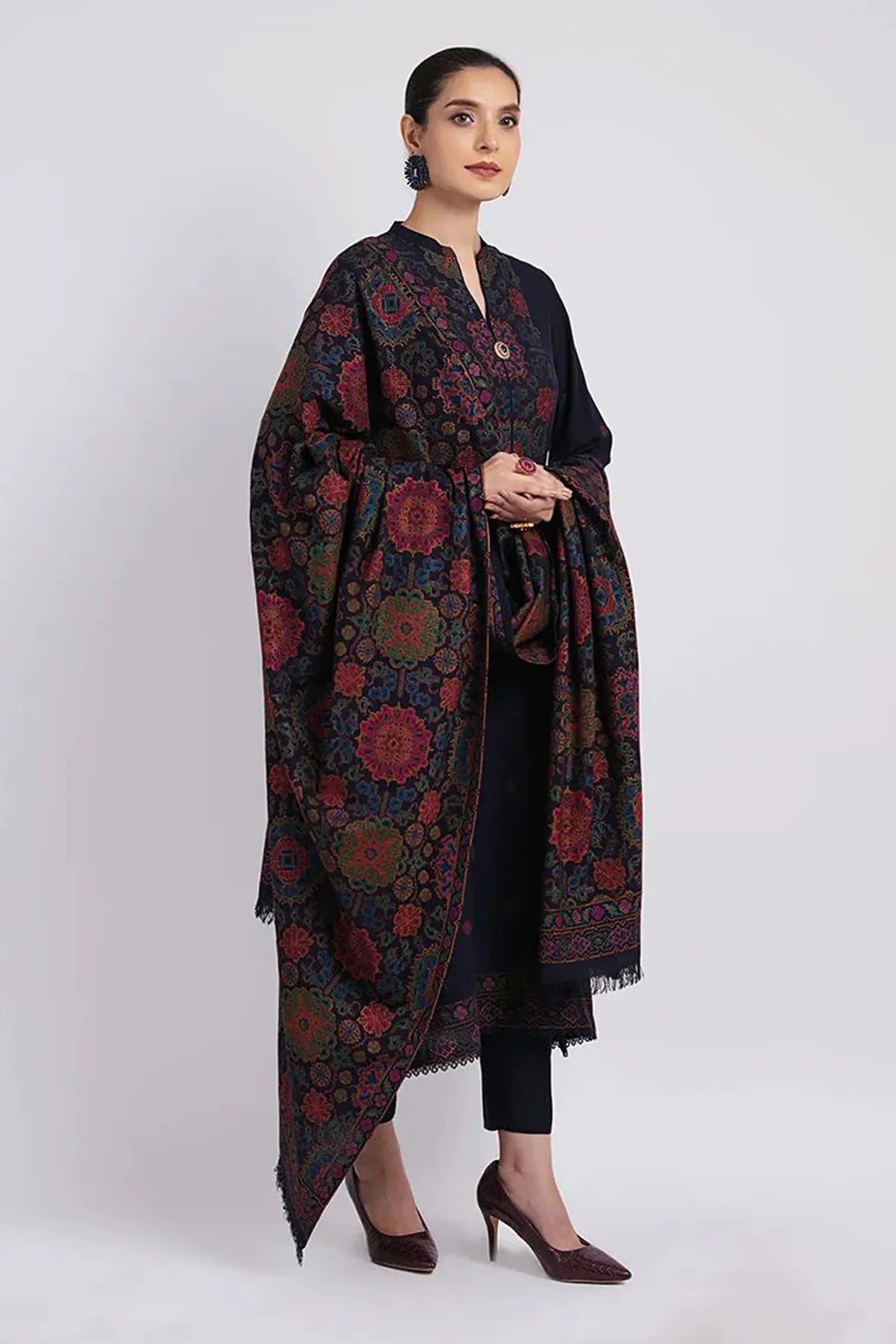 Bareeze 3PC Embroidered Dhanak Suit with Heavy Embroidered Shawal -GA2056