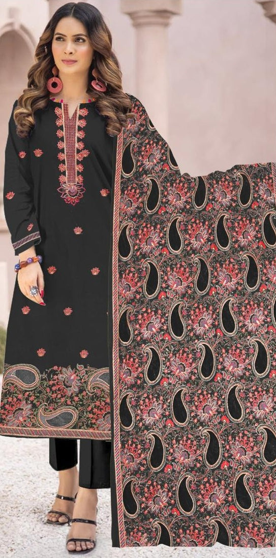 Bareeze Unstitched Luxury Dhanak Heavy Embroidered 3PC