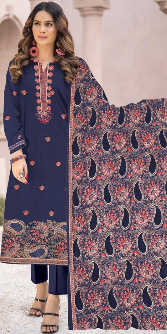 Bareeze Unstitched Luxury Dhanak Heavy Embroidered 3PC