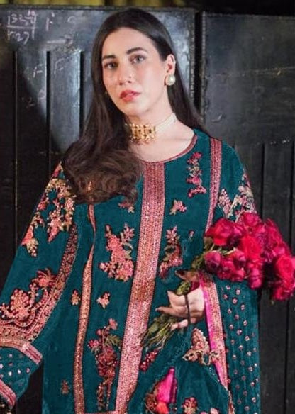 Aneelas Luxury Velvet Suit 3 Piece Unstitched