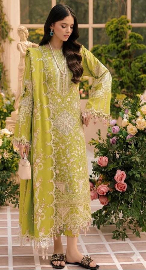 Binilyas Freesia Luxury Lawn Embroidered Unstitched 3-Piece Suit-103 - B