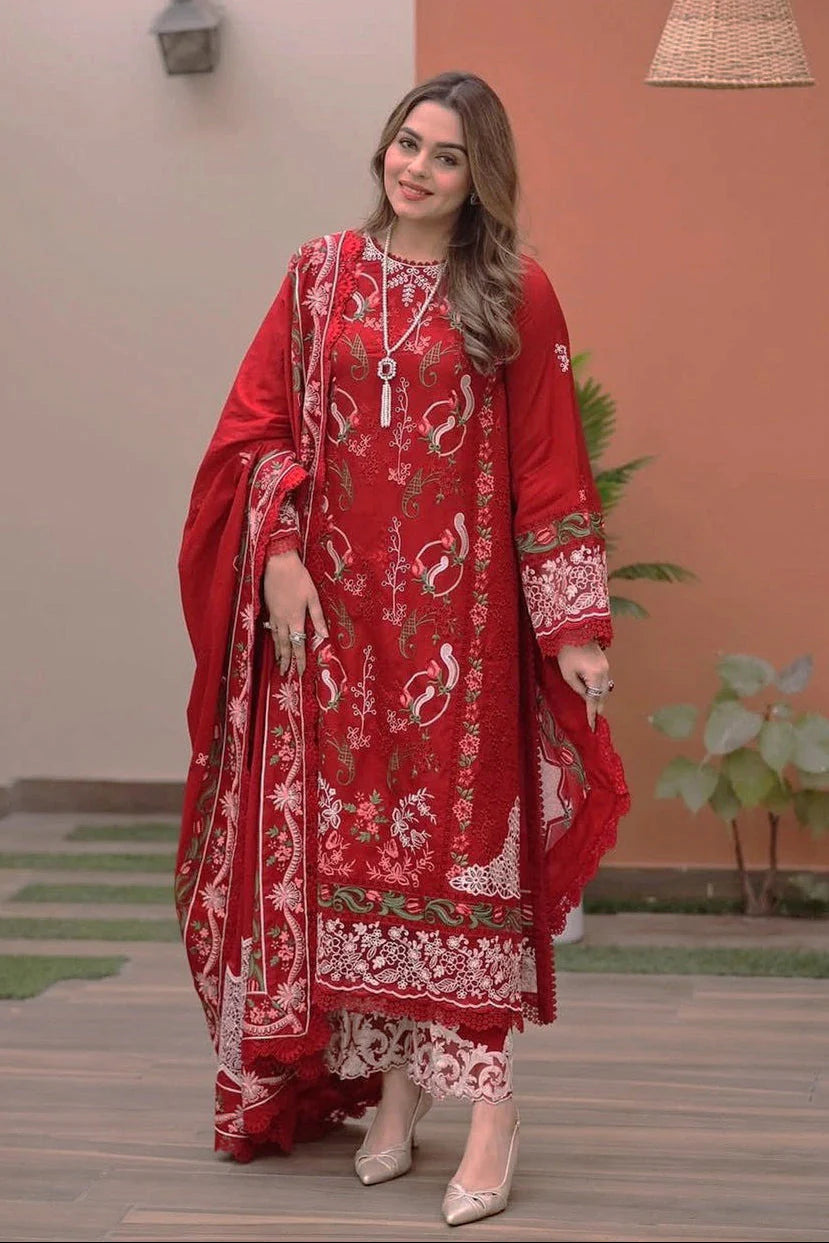 ANEELAS - 3PC LAWN EMBROIDERED SHIRT WITH LAWN EMBROIDERED DUPATTA AND TROUSER - HZG2828