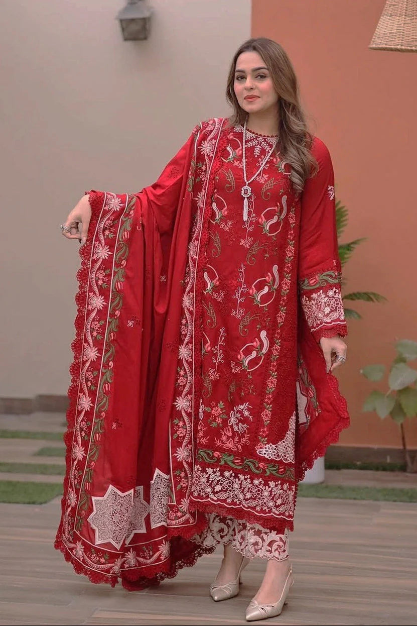 ANEELAS - 3PC LAWN EMBROIDERED SHIRT WITH LAWN EMBROIDERED DUPATTA AND TROUSER - HZG2828