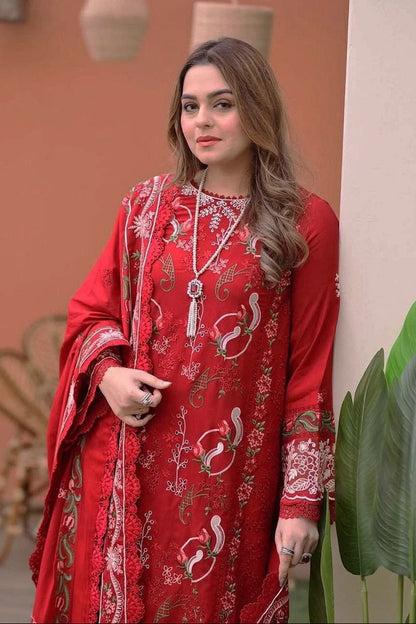 ANEELAS - 3PC LAWN EMBROIDERED SHIRT WITH LAWN EMBROIDERED DUPATTA AND TROUSER - HZG2828