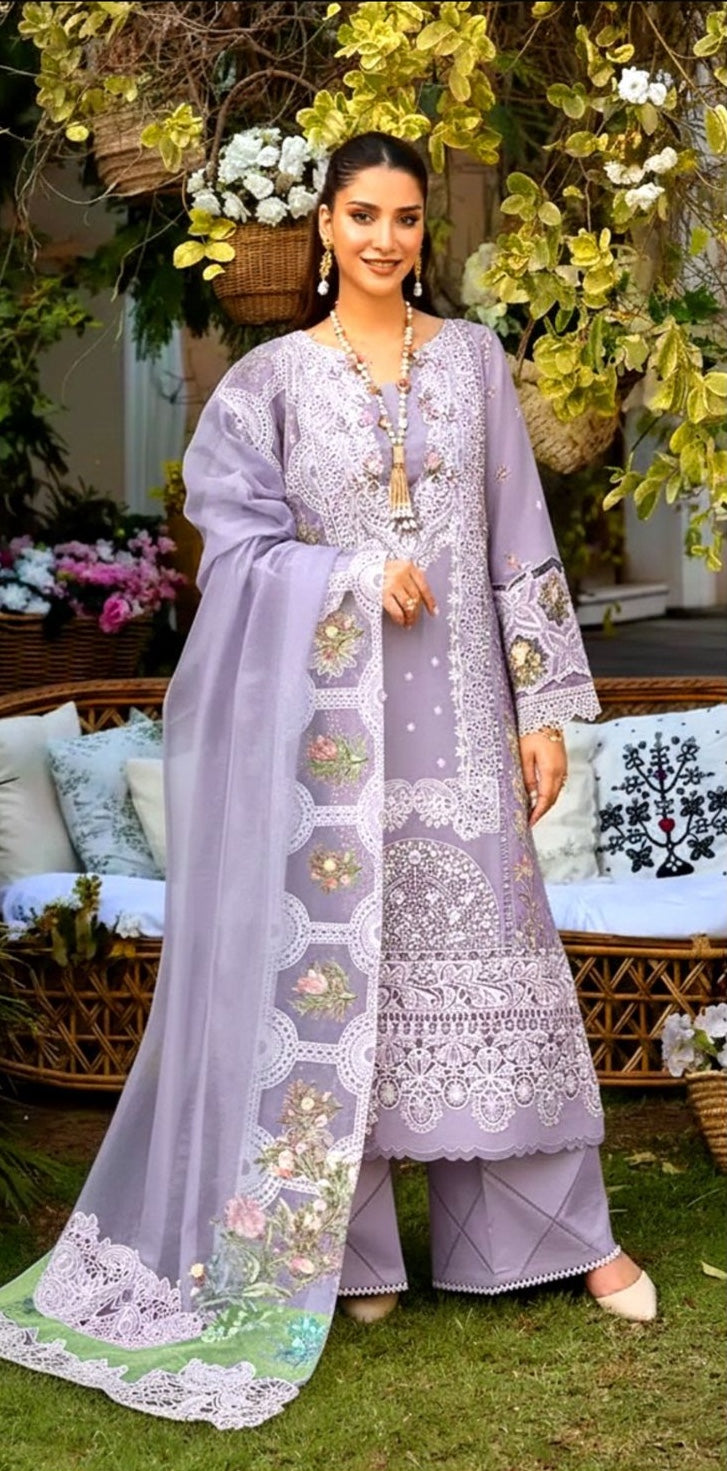 Elaf - Premium Luxury Lawn Collection - ELM-3A Samaa - Unstitched
