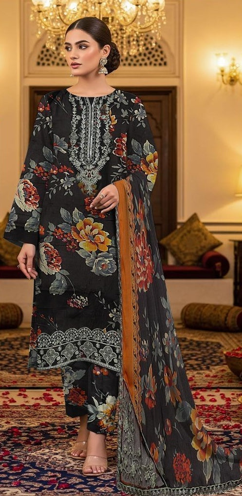 Zainab Chottani Embroidered Printed Lawn 3Pc Unstitched D#394 B