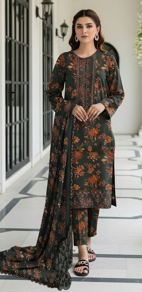 Aneelas Embroidered Printed Lawn 3Pc Unstitched D#403 A