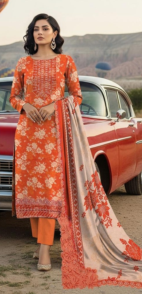Aneelas Embroidered Printed Lawn 3Pc Unstitched D#438 A