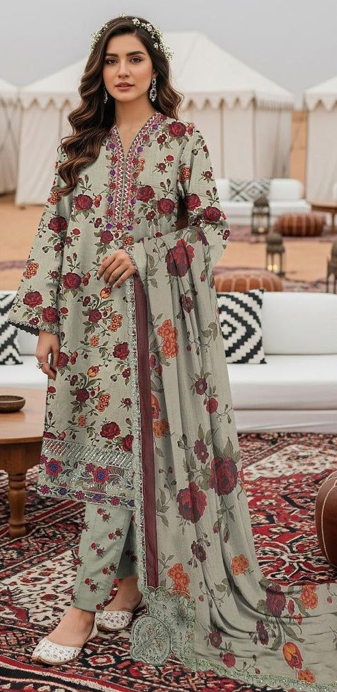 Aneelas Embroidered Printed Lawn 3Pc Unstitched D#399 B