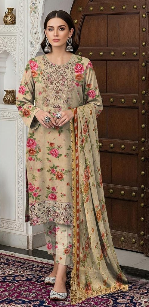Aneelas Embroidered Printed Lawn 3Pc Unstitched D#378 A