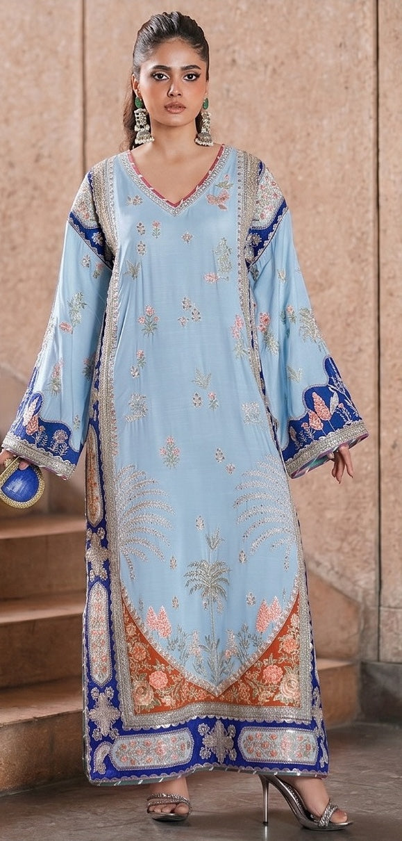 Ethnic 2pc sky blue Shakira silk Unstitched