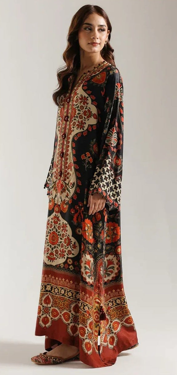 Ethnic 2pc Silk Printed Kaftan Unstitched