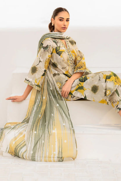 Baroque | Grey & Yellow - Lawn & Chiffon Collection