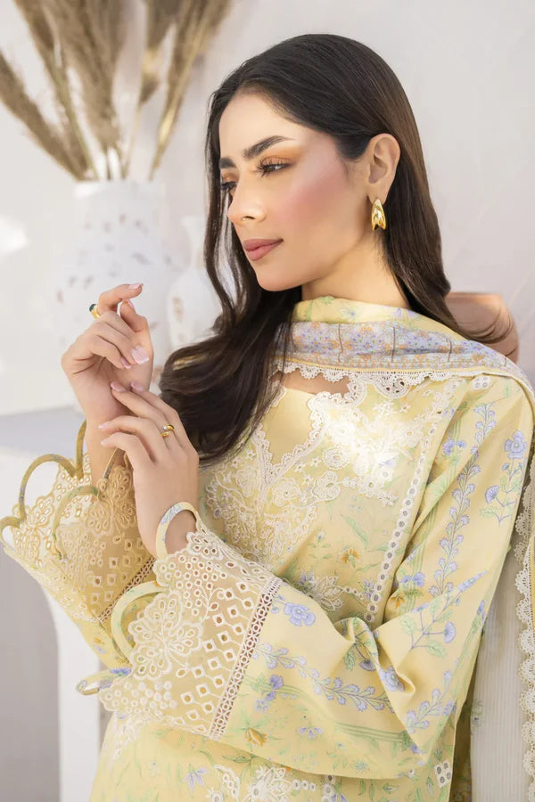 Baroque Chikankari Embroidered & printed lawn 3 piece dress