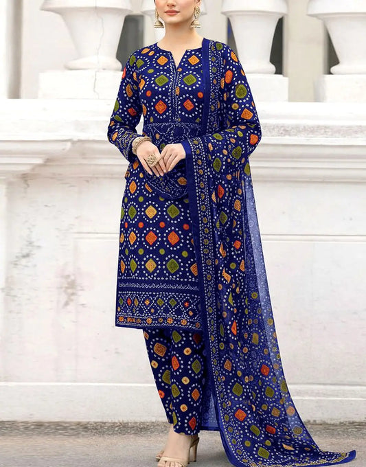 ANEELAS LAWN EMBROIDERED & PRINTED 3 PIECE DRESS - D - 1853