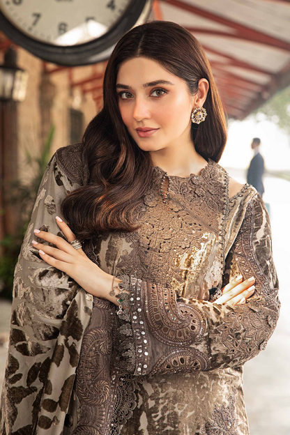 3 Piece Unstitched Embroidered Suit | DL-1201