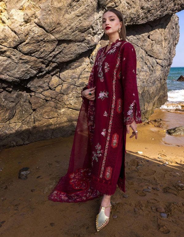 Crimson D5 B Stylish Lawn Embroidered 3 Piece Dress Unstitched Parsi Threads