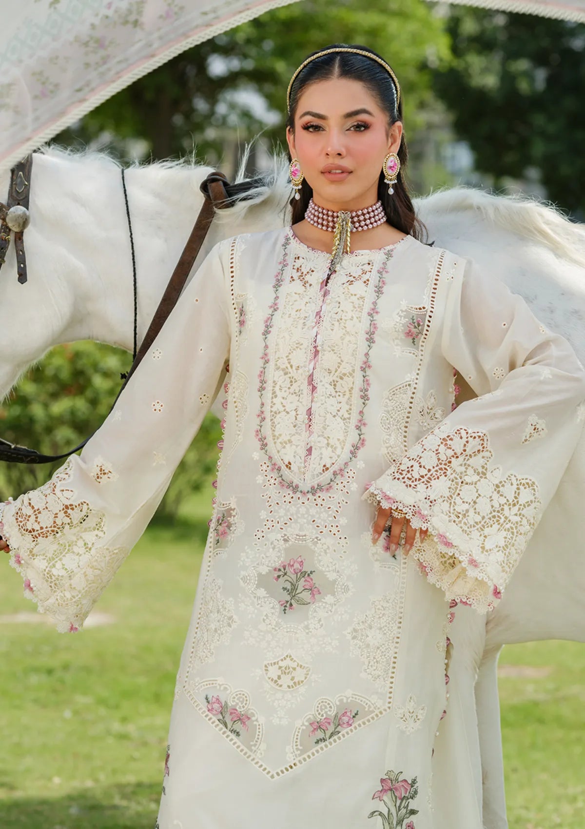 Elaf Luxury Lawn'25 Vol-2 ELH-7A WHITE EMPRESS