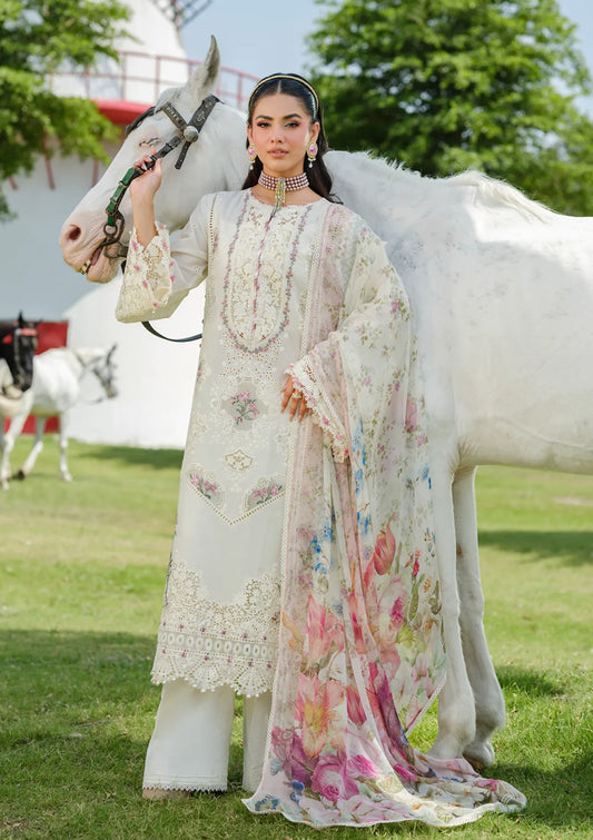Elaf Luxury Lawn'25 Vol-2 ELH-7A WHITE EMPRESS