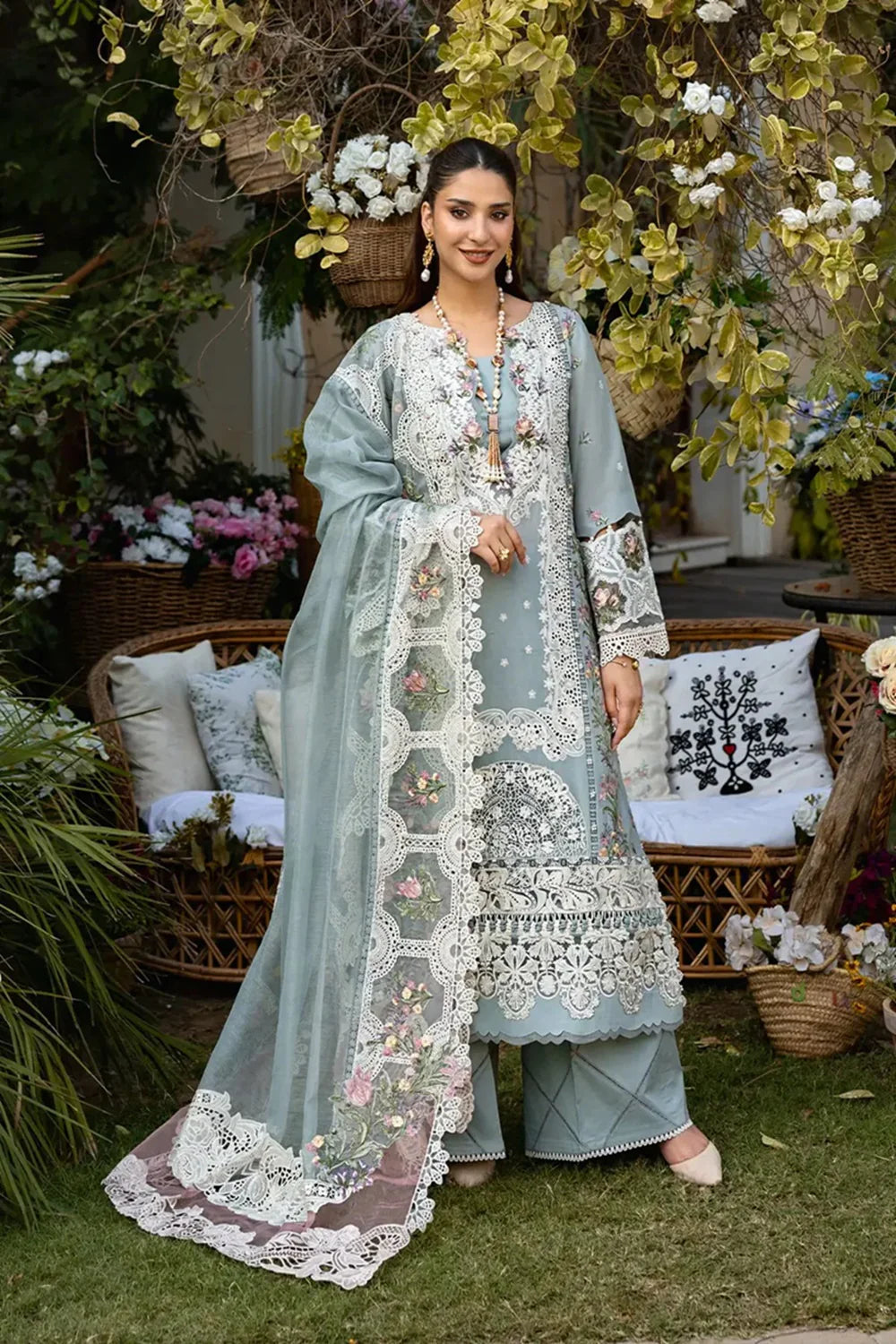 Elaf - Premium Luxury Lawn Collection - ELM-3B Samaa - Unstitched