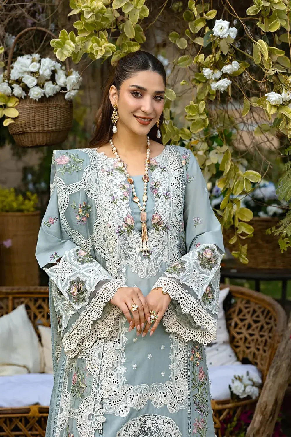 Elaf - Premium Luxury Lawn Collection - ELM-3B Samaa - Unstitched