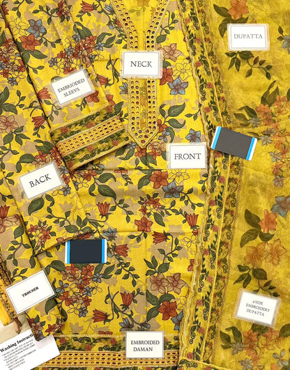 Baroque Lawn Embroidered & Printed 3 Piece Dress - J2128