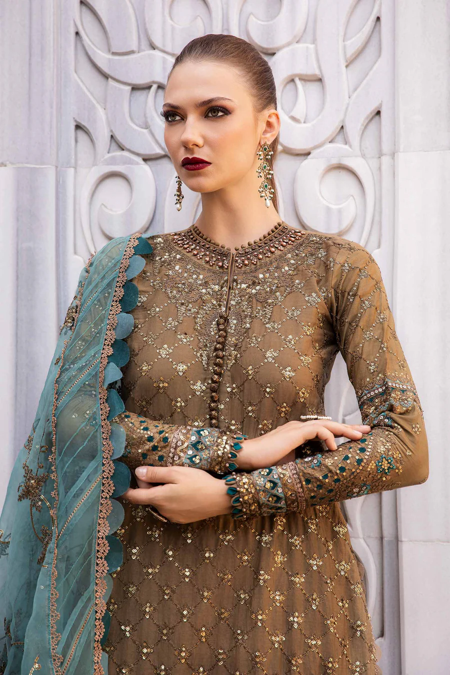 Unstitched Embroidered Cotton Satin Suit | CST-808