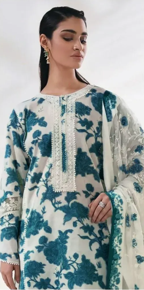 BAROUQE Lawn Embroidered & Printed 3 Piece Dress