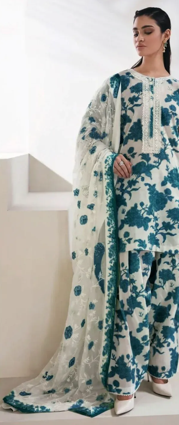 BAROUQE Lawn Embroidered & Printed 3 Piece Dress